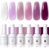 PEACECOLOR 6 Smalto Semipermanente Unghie Viola, Trasparente Jelly Gel Nail Polish, Soak Off Smalto per Unghie Semipermanente per Donne Ragazze Kit de Manicure