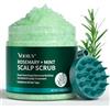 VOERUY Scrub del cuoio capelluto, shampoo scrub del cuoio capelluto al rosmarino, trattamento 2 in 1 del cuoio capelluto con olio di menta, trattamento per capelli per chiarire e rimuovere i depositi con