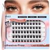 LASHVIEW Self Adhesive Eyelashes,Press On Lash Clusters Kit Pre Glued Eyelash Clusters with Applicator,No Glue No Remover Needed DIY Lash Extension Kit 10-16mm (N03 60Pcs)