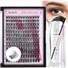 CALAILIS Set per extension ciglia fai-da-te, set per extension ciglia 168 pezzi D Curl con ciglia cluster fai-da-te, con colla per ciglia e sigillante, rimuovi ciglia e applicatore (703KIT)