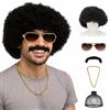 Joyincoser Capelli sintetici afro, look retrò, anni '70, accessorio per costume da festa, per uomo e donna, carnevale, stile discoteca (A)