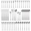 OYEZI Set di posate in acciaio inox 18/10, 48 pezzi, coltelli, forchette, cucchiai, cucchiai da dessert, coltello da burro, lucidato, colore argento (set da 48 pezzi)