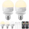 LGMCF Lampadina ricaricabile E27 con telecomando, 8 W, dimmerabile, con funzione temporizzazione, 3 colori, per lampade non cablate, luce di emergenza con magnetico, confezione da 2