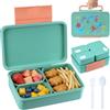 lompyeu Porta Pranzo, 1200ml Lunch Box con Posate,3-en-1 Lunch Box Bambini,Sin BPA - Apta para Microondas y Lavavajillas (Verde)