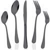 Mundocasa Posate nere acciaio inox set 30 pezzi con coltelli forchette cucchiai forchette da dolce cucchiai da dessert lavabili in lavastoviglie casa e ristorazione posate acciaio inox nere