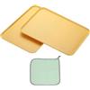 PATIKIL 38x27cm Vassoio Plastica, 2Pz Piatti Rettangolari Vassoi da Portata Decorativo Vassoio con Panno Riutilizzabili Alimenti Grano per Dessert Frutta Torte,Giallo