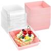 Yitobici Scatola per torte, scatola in cartone per torte, ideale per torte, macaron, biscotti e muffin, adatta per compleanni e feste, 50 pezzi con fodera rosa trasparente