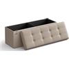 SONGMICS Cassapanca, Pouf Contenitore, Poggiapiedi Pieghevole da 38 x 110 x 38 cm, Ottomano, Regge fino a 300 kg, per Soggiorno, Camera da Letto, Entrata, Marrone Cammello LSF070K03