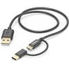 Hama cavo 2 in 1 USB 2.0 A - USB C/microUSB (cavo di ricarica, adattatore, USB-A, USB-C, cavo 480 Mbit/s, 1 m) nero