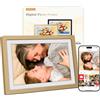 Eptusmey Frameo Cornice Digitale WiFi 10,1 Pollici 1280 x 800 HD IPS Touch Screen Memoria 32 GB Portafoto Digitale in Oro Tramonto Rotazione Automatica Condividi Foto e Video con Frameo APP/USB/SD