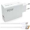 Leikurvo Caricabatterie da 90 W con cavo USB C per Xiaomi, caricatore rapido USB Power Cellulare caricabatterie caricabatterie rapido adattatore USB alimentatore di rete 1 metro di ricarica tipo C per Xiaomi