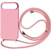 Ququcheng Cover Compatible con iPhone 17 Air(6.5),Cellulare Girocollo Custodia con Cordino TPU corda Silicone Case Bumper per iPhone 17 Air(6.5) Custodia-Pink