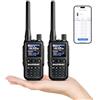 Baofeng GT-5R Mini Radio portatile 5W a doppia banda, Walkie Talkie UHF VHF compatto con programmazione tramite App BT, 999 canali, Doppio PTT, USB-C, Ricevitore Airband/FM, Torcia, Confezione da 2