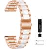 CeiBand Donne Cinturini per 22MM 20MM, Cinturini Orologio di Ricambio per Smartwatch, Regolabile Cinturino in Metallo Resina per Orologio da Uomini e Donne - (22MM Bianco Rosa)