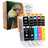 Starlet24 5x Cartucce Compatibili con Canon PGI- 550 CLI-551 Pour PIXMA iP-7200 iP-7250 iP-8750 iX-6850 MG-5450 MG-5550 MG-5650 MG-5655 MG-6350 MG-6450 MG-6650 MG-7100 MG-7150 MG-7550 MX-725 MX-925