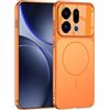 COQUE Custodia Find X9, copertura completa della fotocamera, anello magnetico integrato per compatibilità con la ricarica wireless, custodia antiurto per telefono Oppo Find X9-Arancione