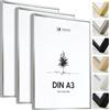 Heimlich® - Cornice per Foto - A3 30x42 cm, Metallo in Alluminio, Argento, Confezione da 3 - Cornici per Documenti Certificati Diplomi con Copertura in Plastica - Esposizione a Parete