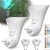 BrightArk Plugin GU10 Lampada a Parete con Faretto Uplighter - 360° Rotabile, 13 Colori, Luce Dimmabile con Funzioni Timer e Memoria, Spot Luminosi, Presa di Corrente, Lampadina LED Inclusa, Pack di 2