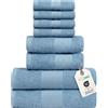 nice homeit Set Asciugamani Medie, in Cotone 100%, 8 Pezzi Asciugamani. Extra Morbido Assorbente. 2 Asciugamani + 2 Asciugamani Ospite + 4 Lavette Blu