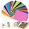 VOHESEA 23 colori Smart Adhesive Vinyl Permanent per Cricut Joy Xtra, Smart Vinyl Permanent con 5 pellicole di trasferimento 24x30,5cm autoadesive, pellicole viniliche kit per plotter vinilico per fai da te