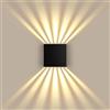 JVURICE Lampada da parete a LED per interni/esterni, IP67, in alluminio, 3000 K, luce bianca calda, 12 W, moderna decorazione per soggiorno, camera da letto, corridoio e scala (nero)