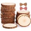 Fuyit Rotondino di Legno Naturale - 25 Pezzi 8-9 cm Grezzo Non Finito, Pre-Forato, Con Foro Cerchi per Sottobicchieri, Rotondo Deco Noel