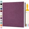Semfalbuums Album Fotografico Autoadesivo 33x32 CM in Lino Album Portafoto Personalizzabile Scrapbook Photo Album Fotolibro Ricordi Nascita Matrimonio Journal Travel Guest Book, 120 Pagine Viola