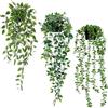 VCANIVR Pianta Artificiale Sospesa, 3 Pezzi Piante Finte da Interno Cadenti, Pianta Finta Cadente con Vaso, Plastica Pianta Artificiale per Esterno Balconi Casa Matrimonio Giardino Decorazione