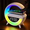 Retoo Lampada da comodino con funzione di ricarica - LED Touch dimmerabile con 7 colori RGB, ricarica wireless da 15 W, altoparlante Bluetooth, sveglia e orologio, USB AUX TF, per camera da letto