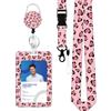 Eclove Porta Badge da Collo, Porta Badge Rigido Scorrevole Lla Moda Custodia Leopardata Portacarte in Plastica, Avvolgitore Badge Retrattile Moschettone Cordino Staccabile, per Ufficio Scuola (B)