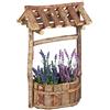 Relaxdays Pozzo Decorativo da Giardino, Fontana da Esterno in Legno, Decorazione, Statua, 43 x 25 x 18 cm, Naturale