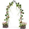 GarveeLife Arco per rose con 2 fioriere, arco da giardino in metallo, per piante rampicanti, per matrimoni, giardini e feste