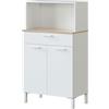 Habitdesign Mobile ausiliario cucina 2 ante + 1 cassetto, modello Kira, finitura bianca Artik e rovere canadese, dimensioni: 126 cm (altezza) x 72 cm (larghezza) x 40 cm (profondità)