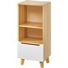 Baroni Home Scaffale, Libreria, Libreria Scaffali con Cassetto, Mobile Bagno, Ingresso, Soggiorno, Cucina, Mobiletto Multiuso, con 2 Ripiani in Legno e un Cassetto Bianco, Misure 38X38X114 cm