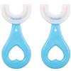 ZALUJMUS Spazzolino da denti a bocca piena a forma di U per bambini, setole in silicone, gengive da massaggio, pulizia a tutto tondo (Blue (2-6))