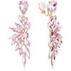Clearine - Orecchini a clip da donna con splendidi cristalli scintillanti a forma di marquise, a foglia, a goccia, per matrimonio, festa, prom, gioielli, Cristallo