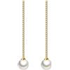 SLUYNZ 925 Orecchini Pendenti di Perle in Argento Sterlina Catena per Donne Ragazze Adolescenti Orecchini Pendenti CZ Lunghi Goccia di Perle (B-Gold Plated)