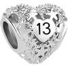 MiniJewelry Charm a forma di cuore per compleanni 13, 16, 18, 21, 30, 40, 50, 60 anni, per braccialetti Pandora, perla a forma di stella, gioielli per anniversario, Natale, regalo per figlia, donna, nipote