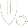 AILUOR Set di gioielli di perle per le donne, collana di perle e orecchini placcati in oro 14K Collana di perle Orecchini a penzoloni Bracciale gioielli da sposa (Set di perle singole da 8 mm)