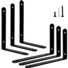 Dagran 6 Pezzi Staffe per Mensole Supporti Angolari in Metallo 20x14 cm per Carichi Pesanti Reggimensola a L da Parete per Libreria Cucina Soggiorno(Nero)
