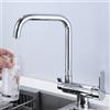 ZPSPZ Rubinetto Lavello Cucina 3 Vie Pieghevole, Rubinetto Tre Vie Sottofinestra, Girevole a 360° Ottone Miscelatore Cucina-Cromo