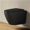 EMKE WC sospeso nero opaco, 490 × 370 × 370 mm, senza bordi con controcorrente a doppio foro e risciacquo multiforo, in ceramica, con funzione di sgancio rapido
