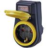 EMOS - Presa esterna con interruttore - Presa Schuko con tappo - 250 V, 16 A, 3680 W - Isolamento in gomma - IP44 per esterni - Nero