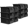 Akro-Mils 30230 AkroBins Plastic Storage Bins, Space-Saving Stackable Bins for Garage, Pantry, Craft Organization, 27,6 cm x 14 cm x 12,7 cm, neri, confezione da 12