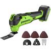 Greenworks Utensile multifunzione senza fili Greenworks 24 V, 8 velocità variabili, fino a 18.000 OPM, illuminazione a LED, accessori inclusi, senza batteria 24 V né caricabatteria MT332