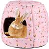 RANYPET Casetta per Conigli Invernale, Cuccia Coniglio Antiscivolo, Cuccia Coniglio Nano Pieghevole, Accessori per Gabbie per Criceti per Piccoli Animali Cavia Criceto Coniglio Scoiattolo