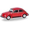 herpa Modellino d'auto VW Käfer 1303 CITY, rosso ibiza, miniatura in scala 1:87, pezzo da collezione, Made in Germany, modello in plastica