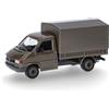 herpa Modellino Volkswagen (VW) T4 con pianale Centro logistico militare Wels (Austria/Wels), miniatura in scala 1:87, da collezione, Made in Germany, modello in plastica