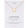 LUUK LIFESTYLE Collana donna con ciondolo Zoccolo e acciaio inossidabile (50cm), con carta HAPPINESS, portafortuna, gioielli semplice, idea regali ragazza, lei, compleanno, oro
