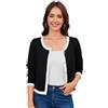 YesFashion Bolero da donna, elegante, a maniche lunghe, con bottoni, morbido, sportivo, casual, cardigan, Nero , L